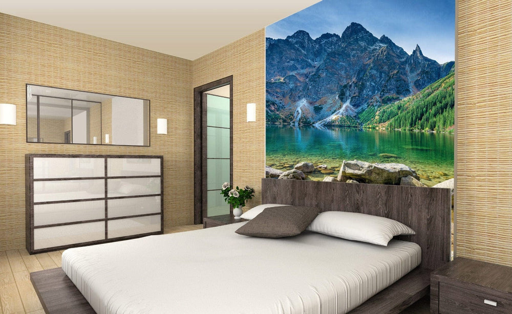 Lētas fototapetes ar Tatras kalniem un kalnu ezeru 225x250 cm D-ART