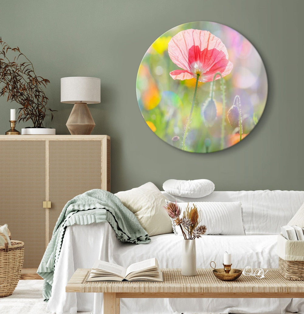 Apaļa glezna ar magonēm - Pavasara dārzs - 148627 G-ART