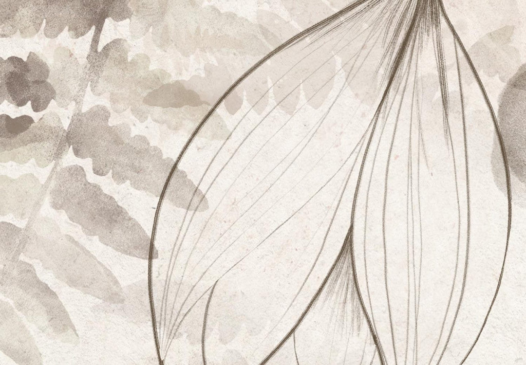 Apaļa glezna - Brūni kaltēti ziedi un papardes lapas, 148680 G-ART