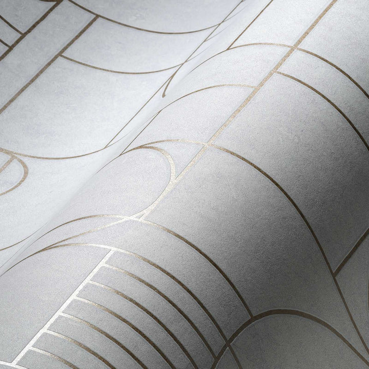 Art Deco stila tapetes ar ģeometrisko rakstu baltā krāsā - 1363660 AS Creation