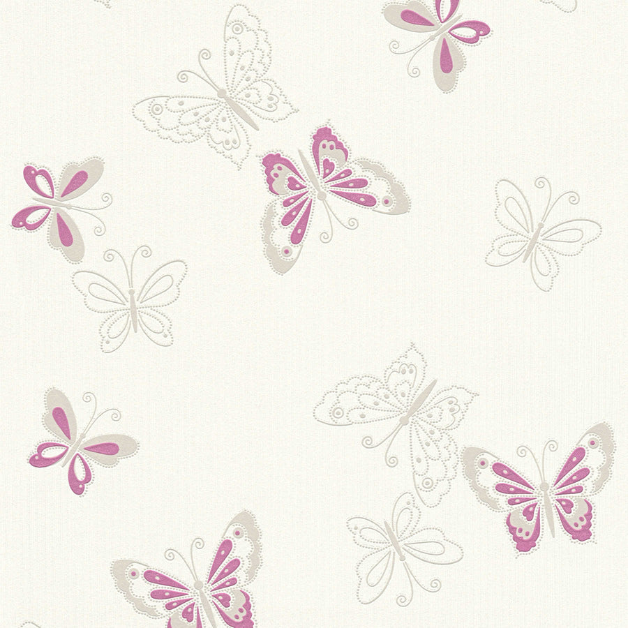 Tapetes guļamistabai ar taureņiem violetos toņos, AS Creation, 347651 AS Creation