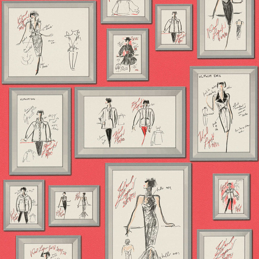 Dizaina tapetes Karl Lagerfeld sarkanā krāsā - 1343136 AS Creation