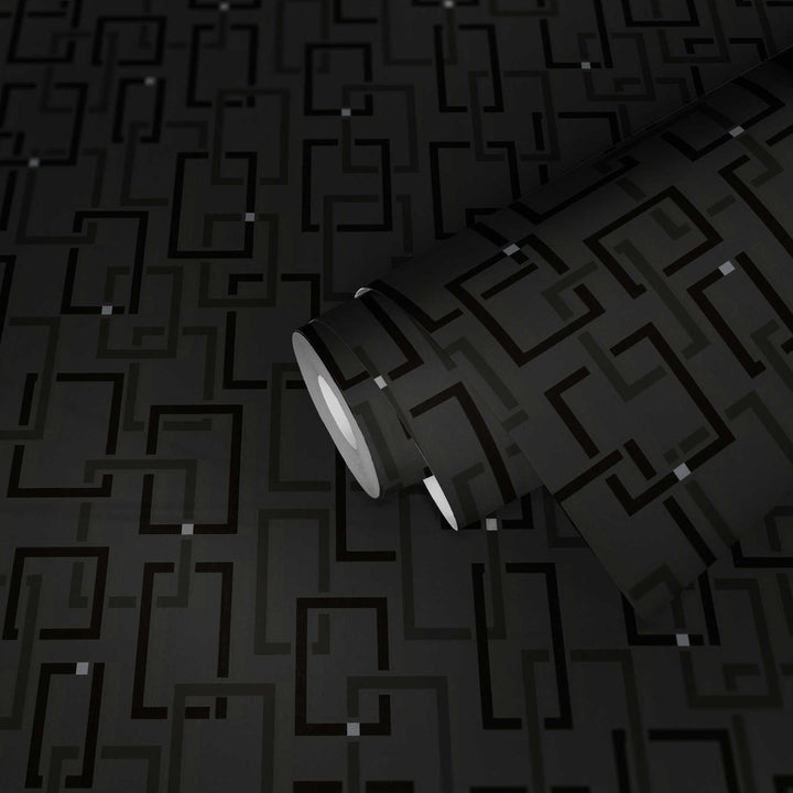 Dizaina tapetes retro stilā ar 3D efektu, melnā - 702172 AS Creation