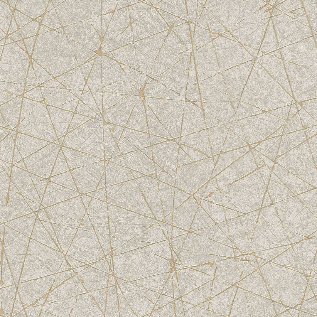 Flizelīna tapetes ar grafisko līniju rakstu bēšā un zeltā krāsā - 1375135 AS Creation