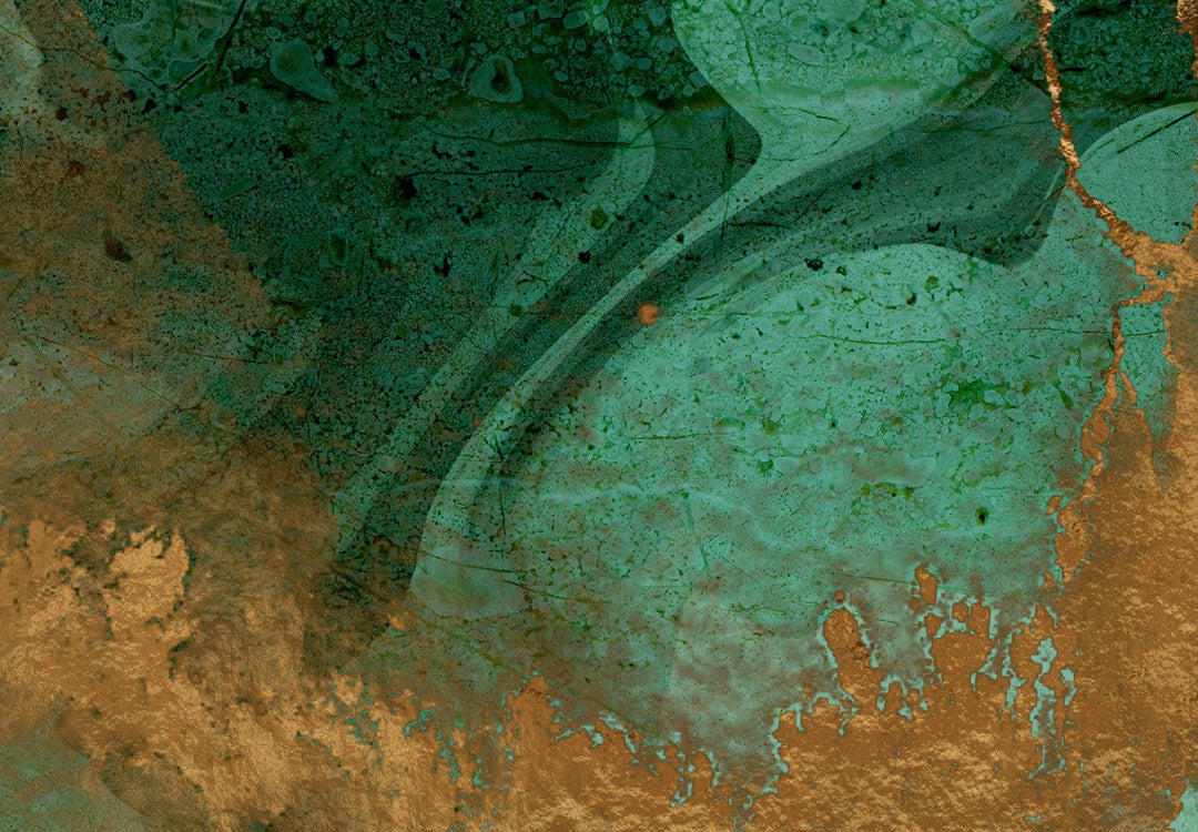 Fototapetes-  Abstrakcija tumši zaļā un bronzas krāsā - 135489 G-ART