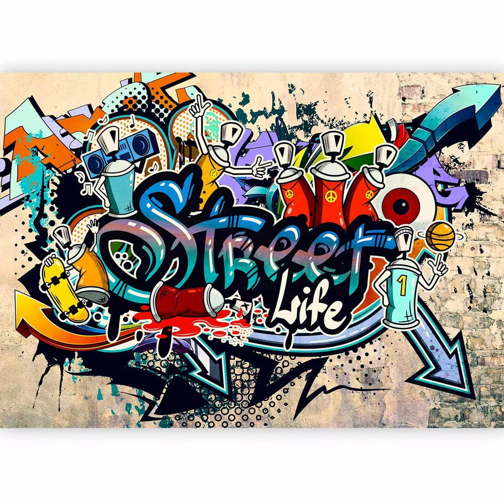 Fototapetes ar grafiti un uzrakstiem dažas toņos - Ielas dzīve G-ART
