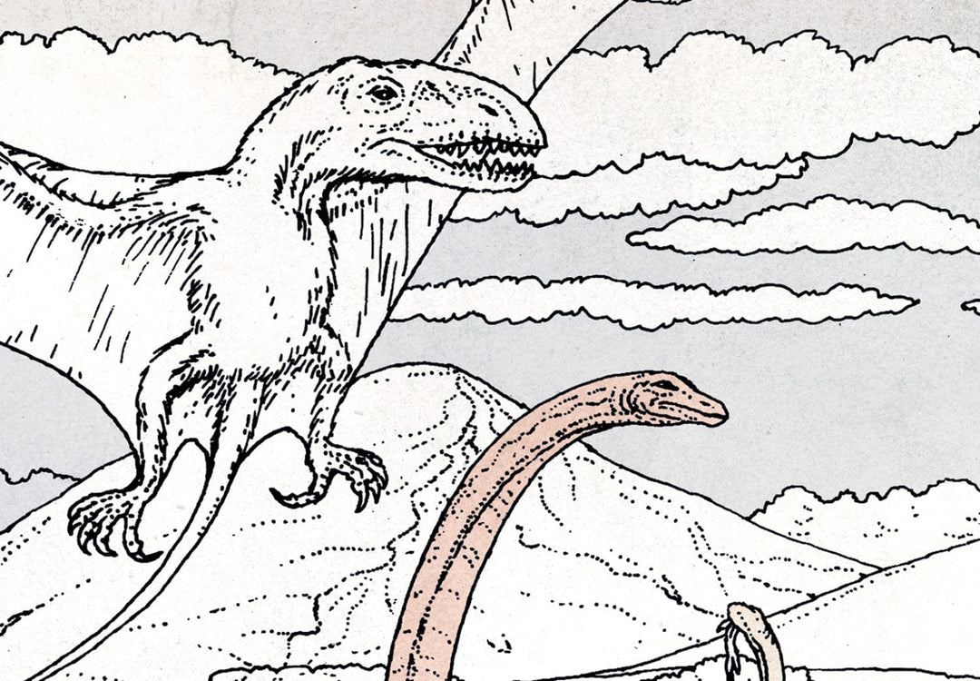 Bērnu fototapetes - Ar roku zīmēti dinozauri pasteļkrāsāsās G-ART
