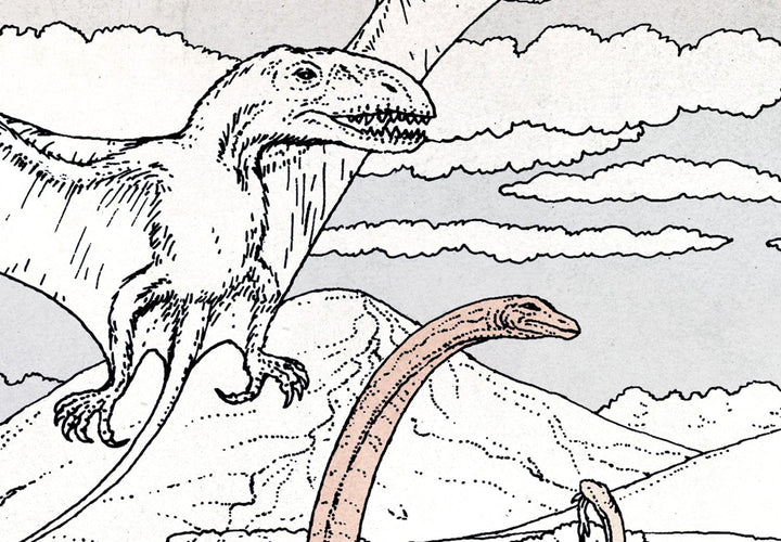 Bērnu fototapetes - Ar roku zīmēti dinozauri pasteļkrāsāsās G-ART