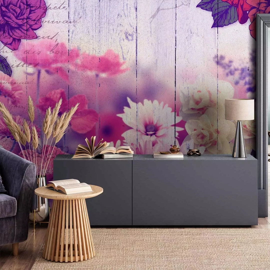 Fototapetes ar ziediem - Smaržīgā terapija, rozā/violetā krāsā G-ART