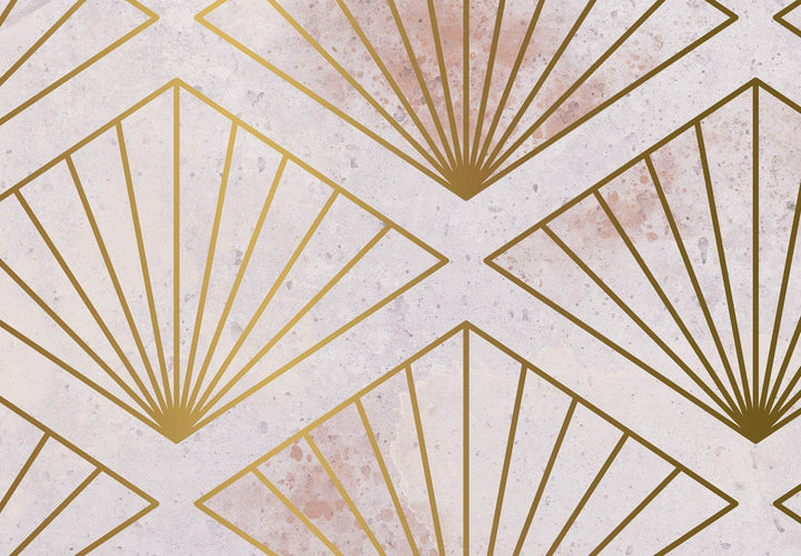 Fototapetes istabai - Art Deco zelta ornaments uz roza fona, 142709 G-ART