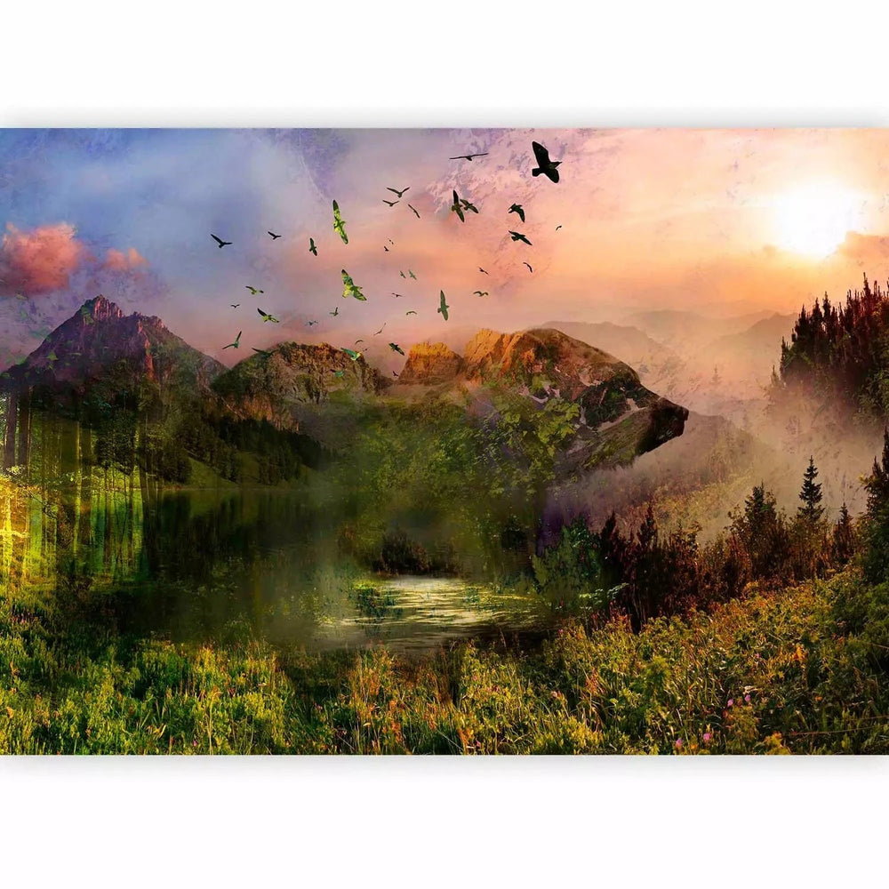 Fototapetes - Kalnu mežs - Dabisks skaistums viesistabā  G-ART