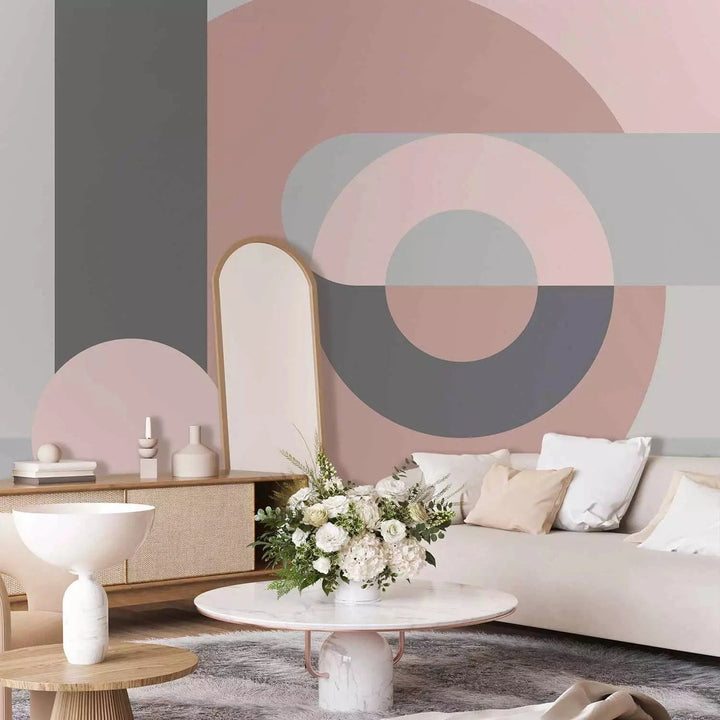 Fototapetes - Rozā ģeometriskas figūras - modernam interjeram G-ART