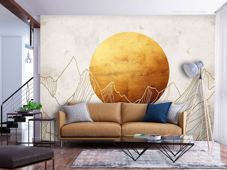 Fototapetes ar abstrakta fonu pelēkā un zeltā krāsā, 142949 G-ART
