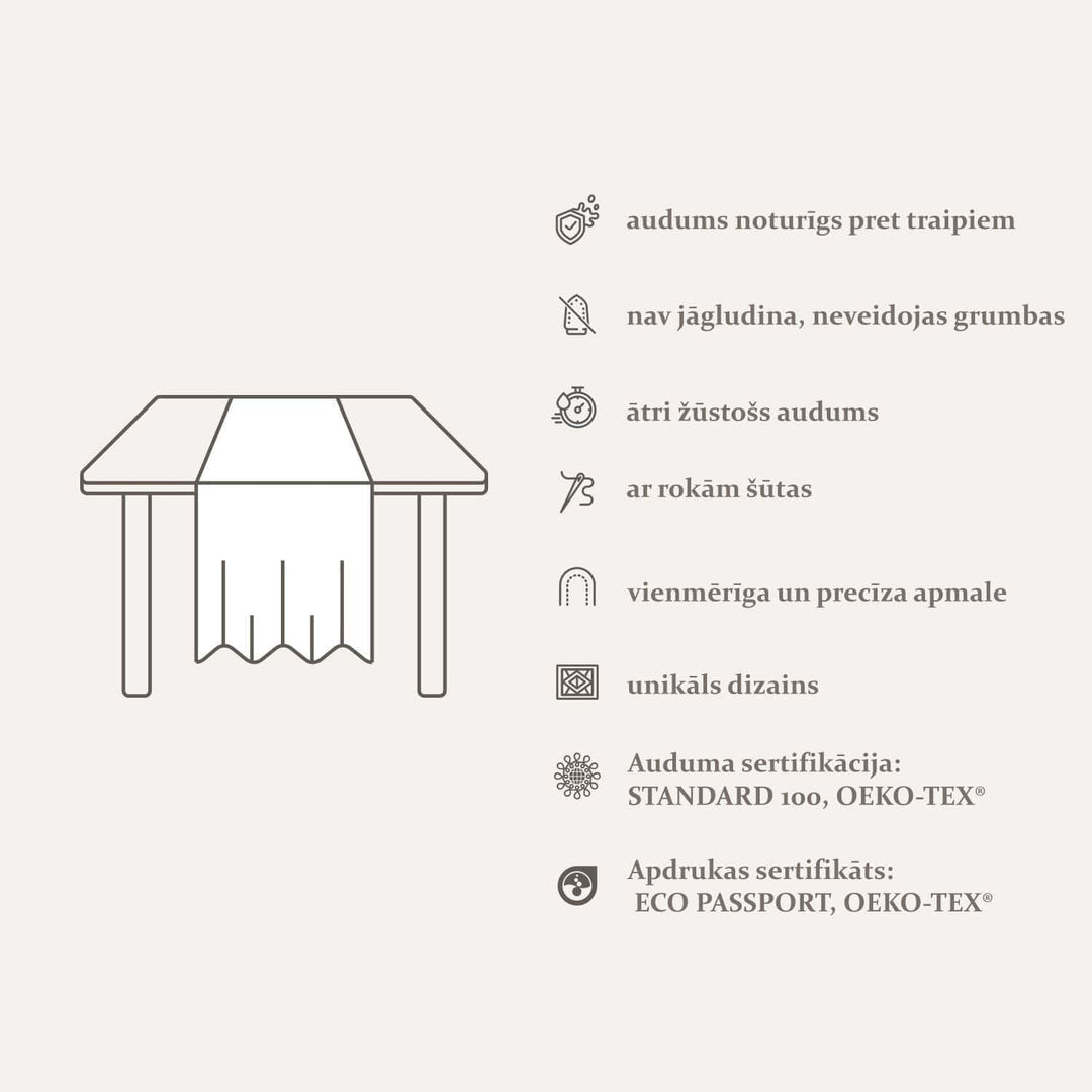 Galda celiņš - Kompozīcija ar fikusa lapām zeltā un zaļā krāsā G-ART