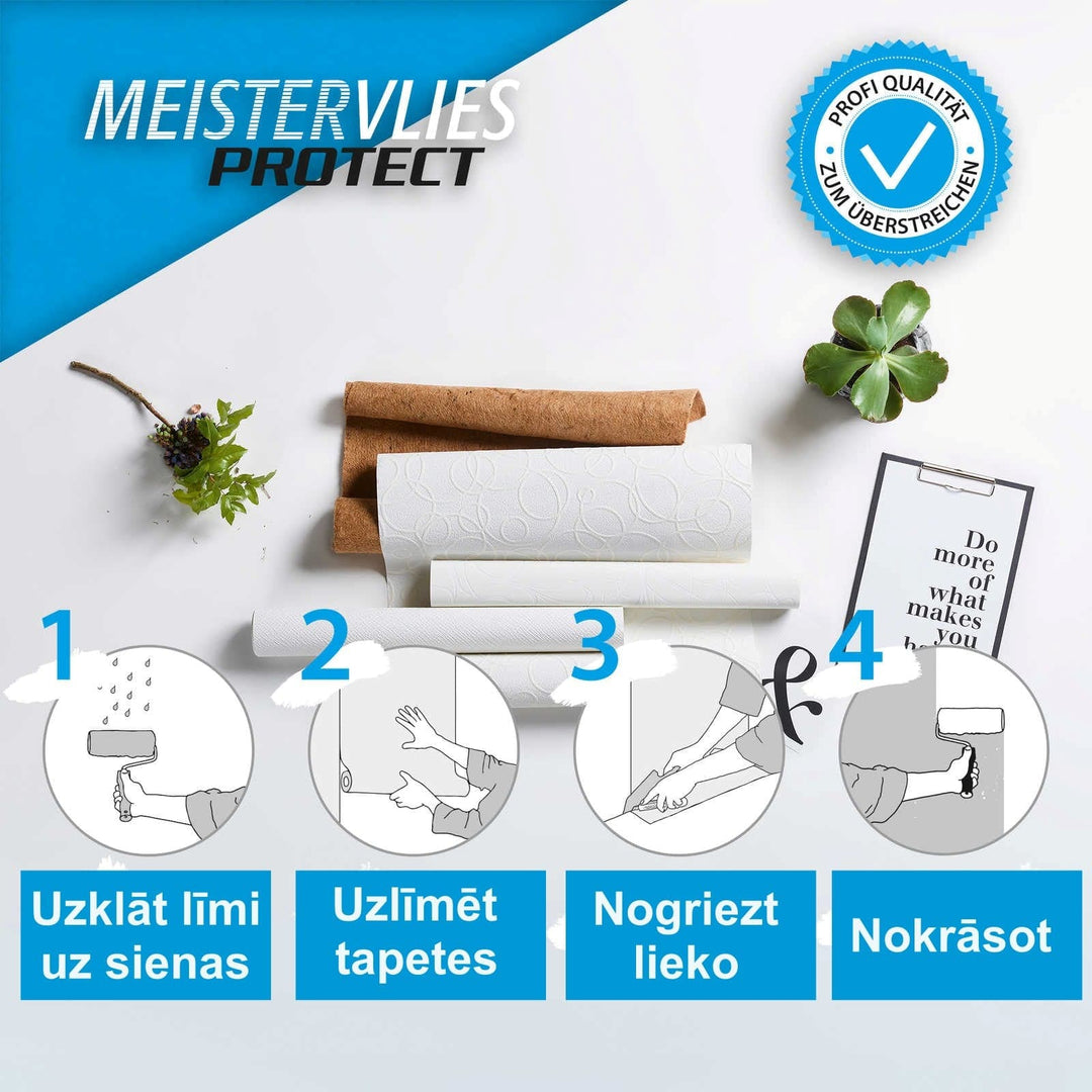 Ideāli gludas krāsojamas tapetes - krāsotājremonta flizelīns 200013 AS Creation