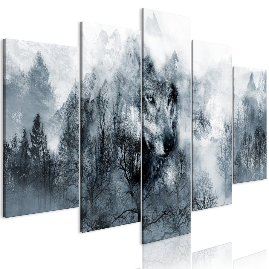Glezna ar vilku un mežu pelēkos toņos - Kalnu plēsējs, (x 5), 108463 G-ART