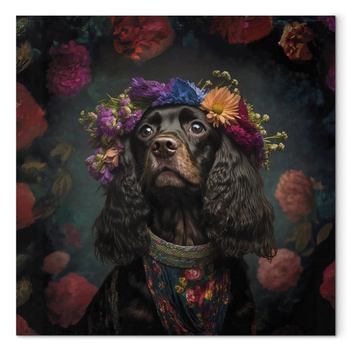 Glezna - Kokerspaniels - suņa portrets Frida Kahlo stilā - 150262 G-ART