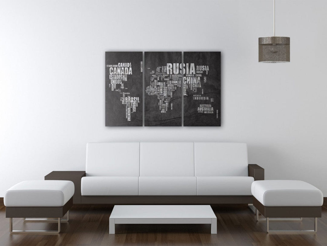 Glezna - Pasaules karte (spāņu valodā) - triptihs, 55295 G-ART