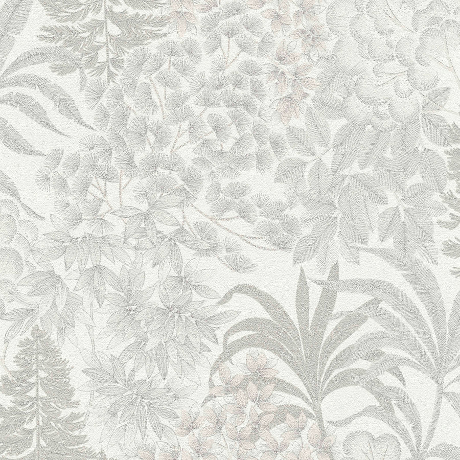 Nedaudz spīdīgas ziedu tapetes pelēkā un sudrabā krāsā - 1374162 AS Creation
