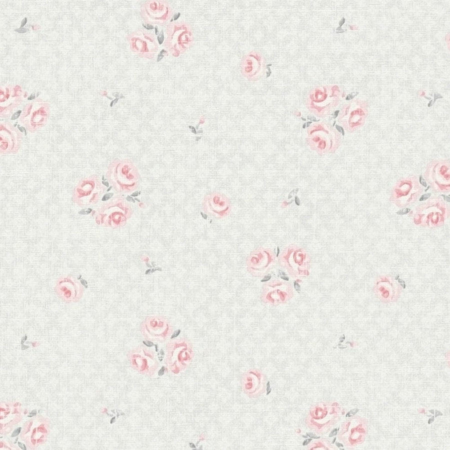 Shabby Chic stila ziedu tapetes: gaiši pelēkā un rozā- AS 390673 AS Creation