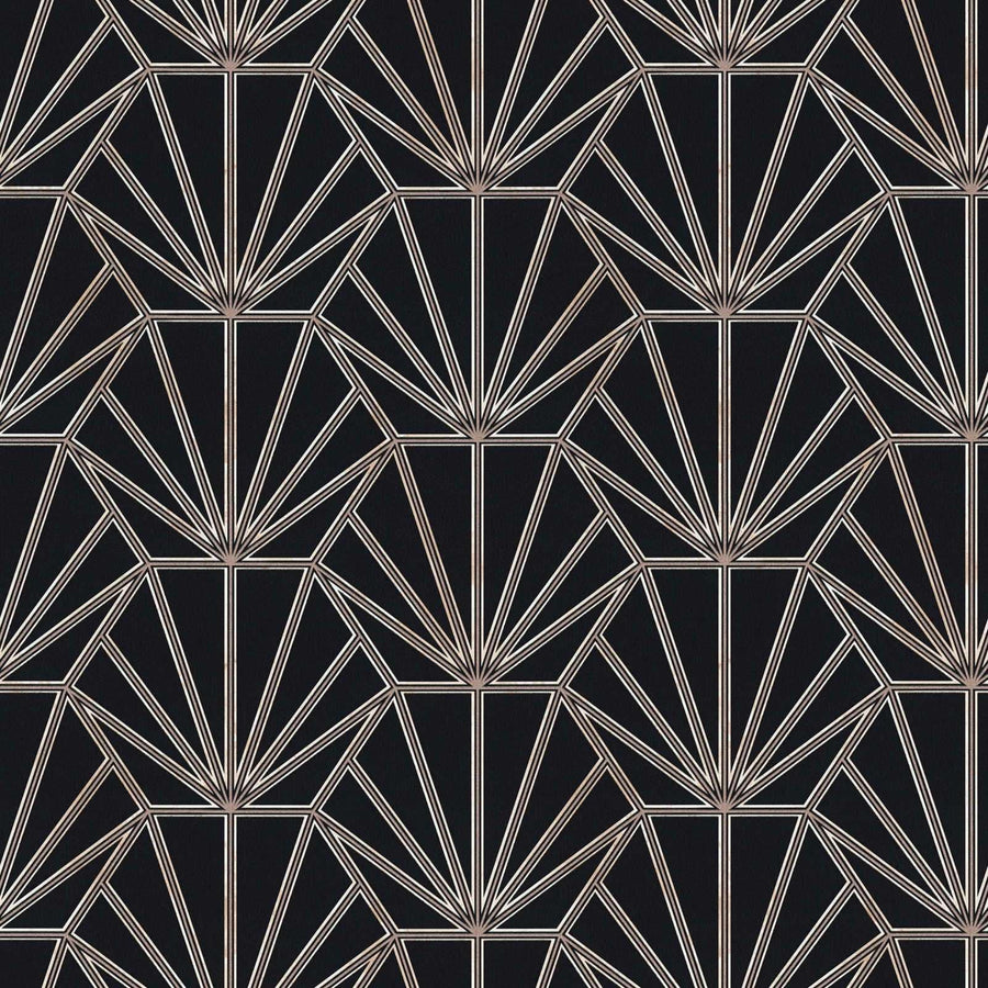 Tapetes Art Deco stila ar retro izskatu, melns, bronzas AS 375281 AS Creation