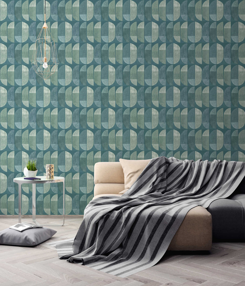 Tapetes skandināvu stilā AS 375313 tirkīzā krāsā Tapetenshop.lv