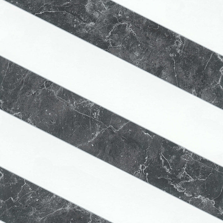 Tapetes ar diagonālam svītrām un marmora izskatu, melnbaltas AS 379921 Tapetenshop.lv
