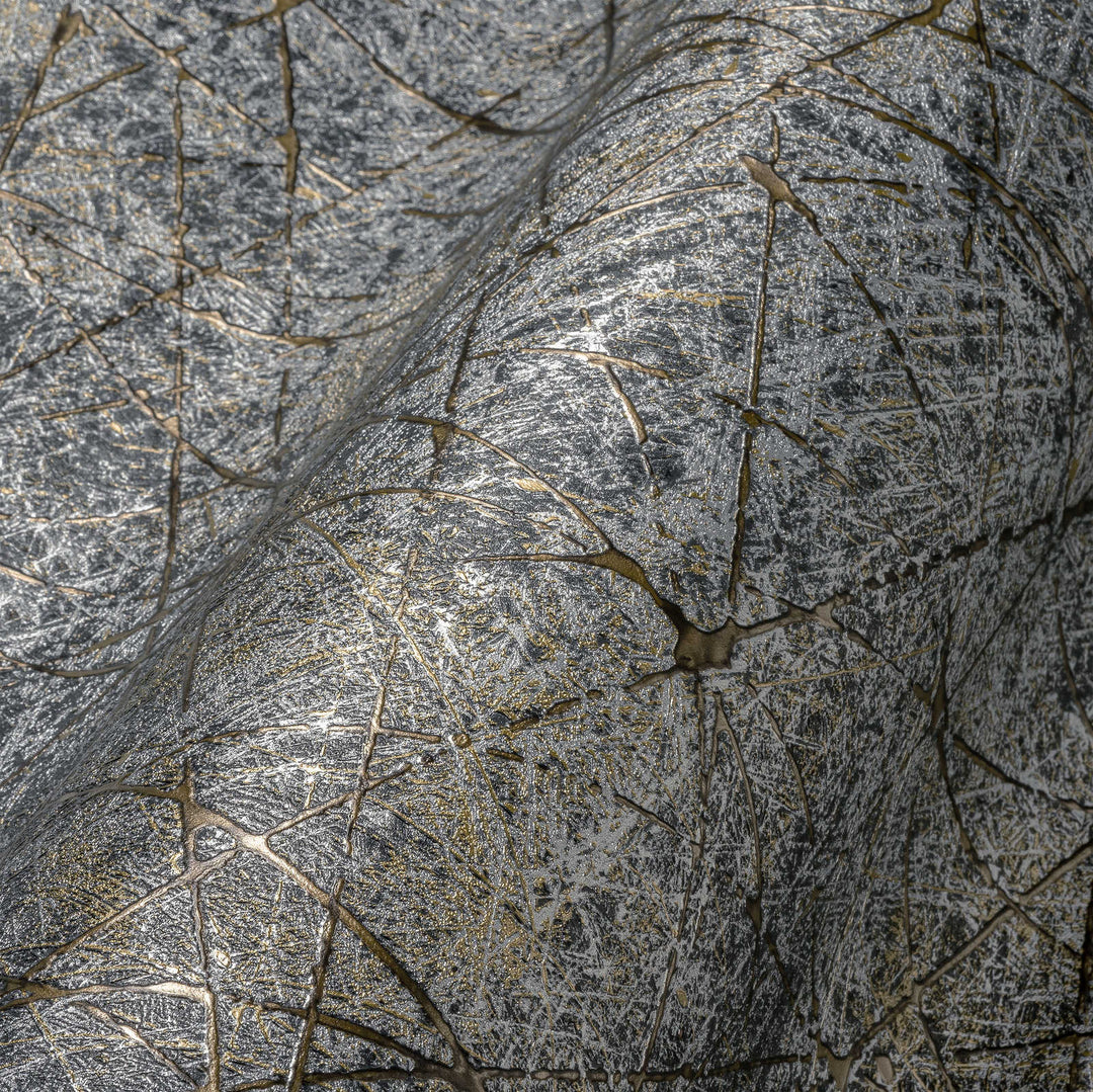 Tapetes ar abstraktu grafisku rakstu - melns, zelts, sudrabs, 1375136 AS Creation