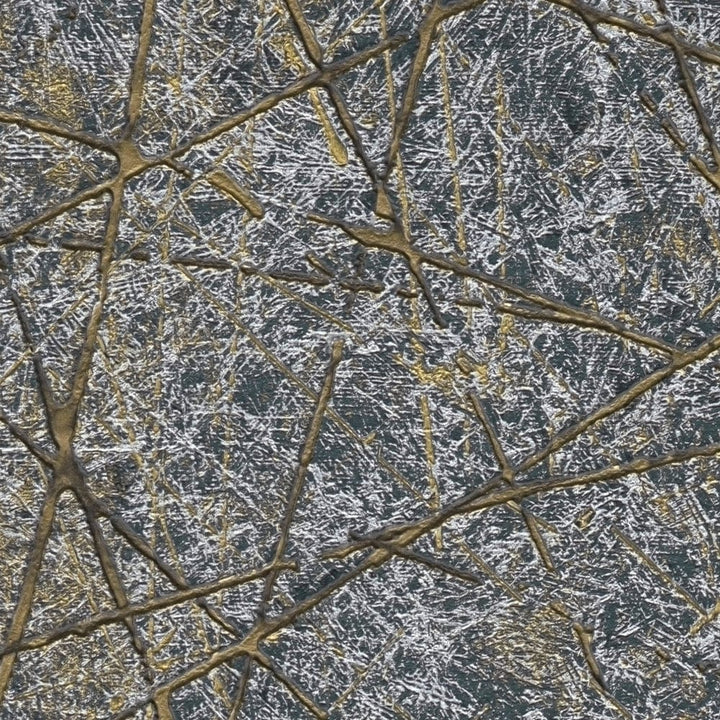 Tapetes ar abstraktu grafisku rakstu - melns, zelts, sudrabs, 1375136 AS Creation