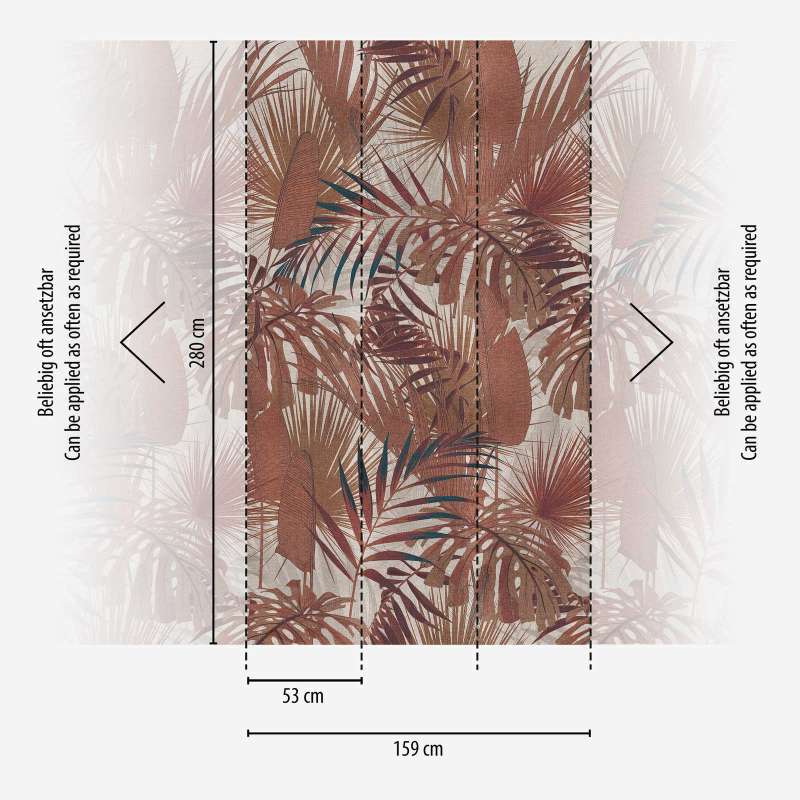 Tapetes ar džungļu lapu motīvu brūnā krāsā, AS Creation 1375172 AS Creation