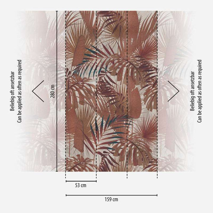 Tapetes ar džungļu lapu motīvu brūnā krāsā, AS Creation 1375172 AS Creation