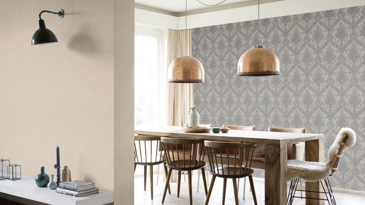 Tapetes ar klasisku ornamentu pelēkā krāsā - RASCH 1465304 RASCH