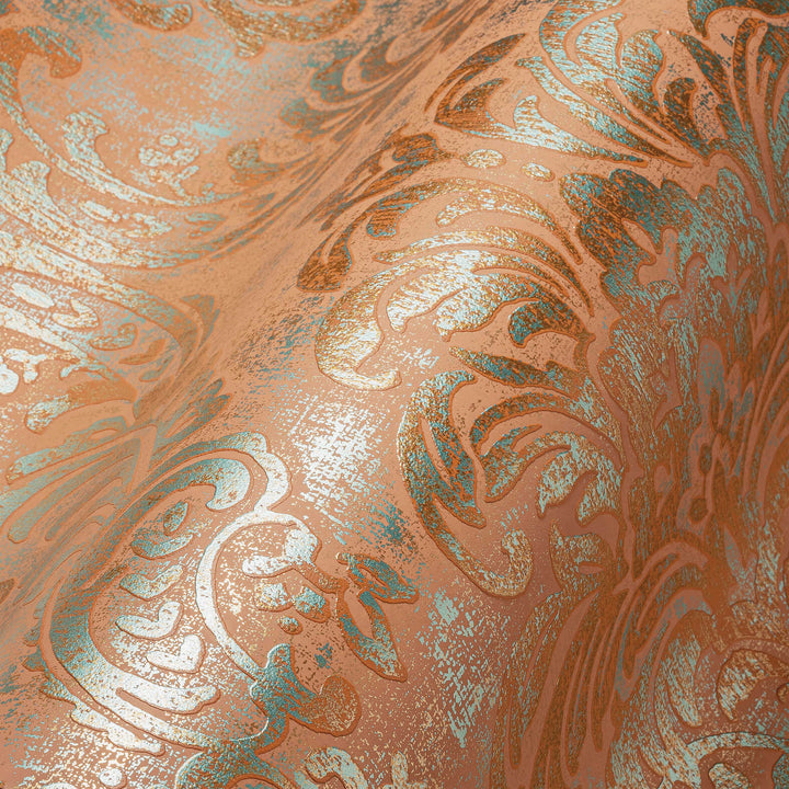 Tapetes ar vintāžas ornamentu - brūna un zeltā krāsā, 1373721 AS Creation