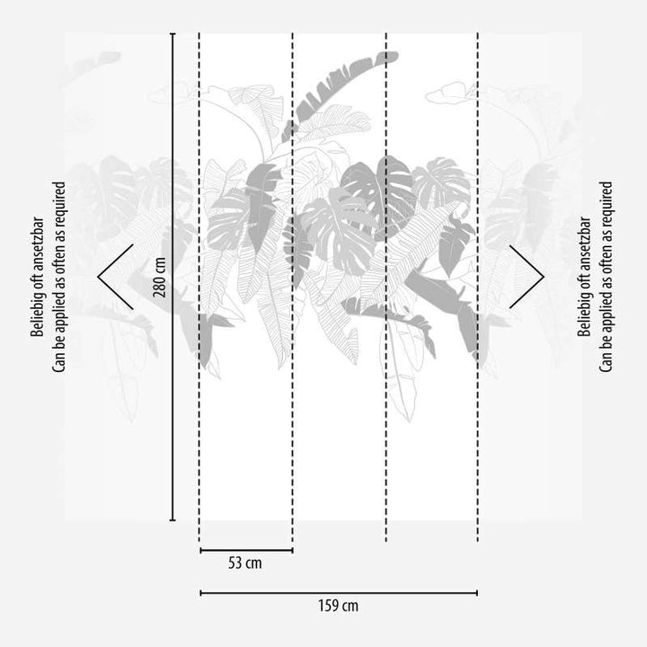 Džungļu tapetes ar palmu lapu motīvu - baltā, pelēkā krāsā, 389101 AS Creation