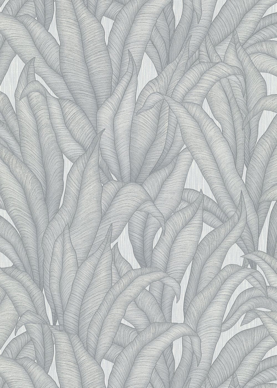 Tapetes ar tropiskam lapām sudrabā/pelēkā krāsā, Erismann, 1037131 Erismann