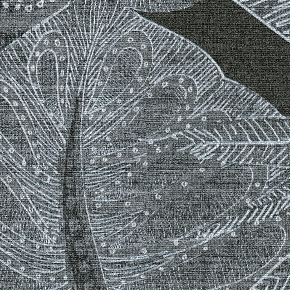 Tapetes ar tropu lapām grafiskajā dizainā: melnā krāsā, 393461 AS Creation