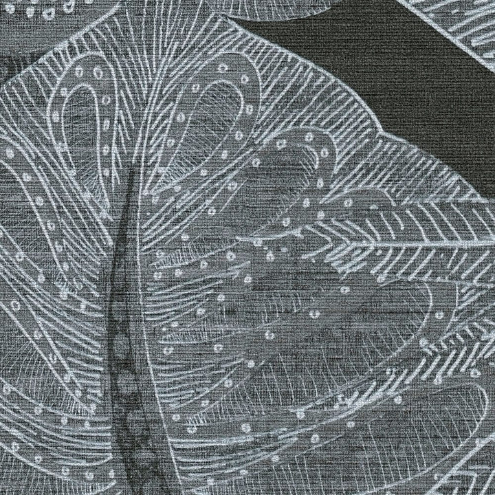 Tapetes ar tropu lapām grafiskajā dizainā: melnā krāsā, 393461 AS Creation