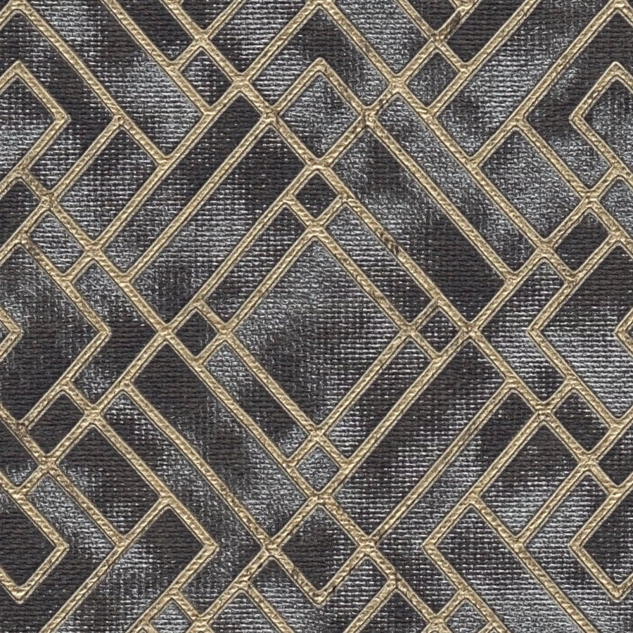 Tapetes Art Deco stilā melnā un zeltā krāsā ar spīduma efektu, 1366271 AS Creation