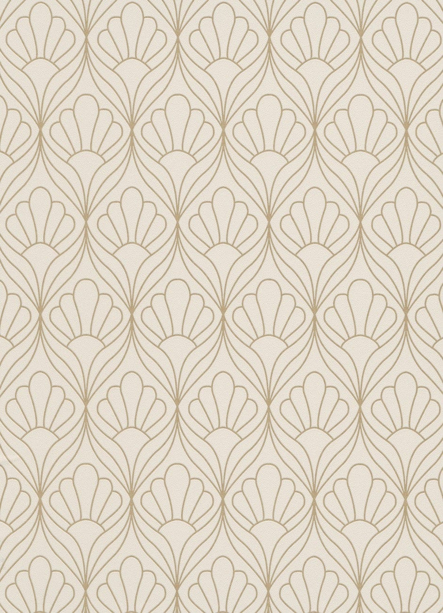 Lētas tapetes Erismann ar ornamentu bēšā un zeltā krāsā - 638902 Erismann