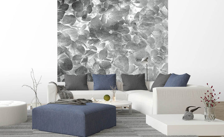 Melnbaltas fototapetes ar ziedošiem ziediem 375x250 cm D-ART