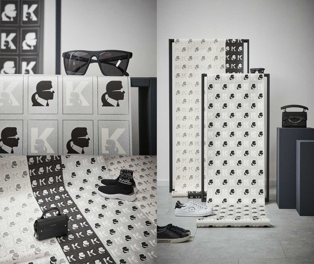 Karl LAGERFELD tapetes ar profila rakstu un metālā spidumu 378424 AS Creation