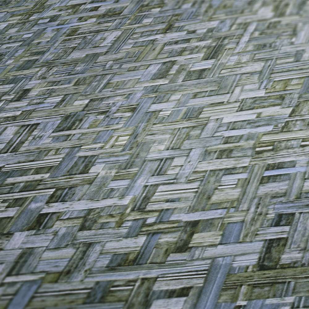 Zili zaļās tapetes ar pīta koka rakstu AS 377063 AS Creation