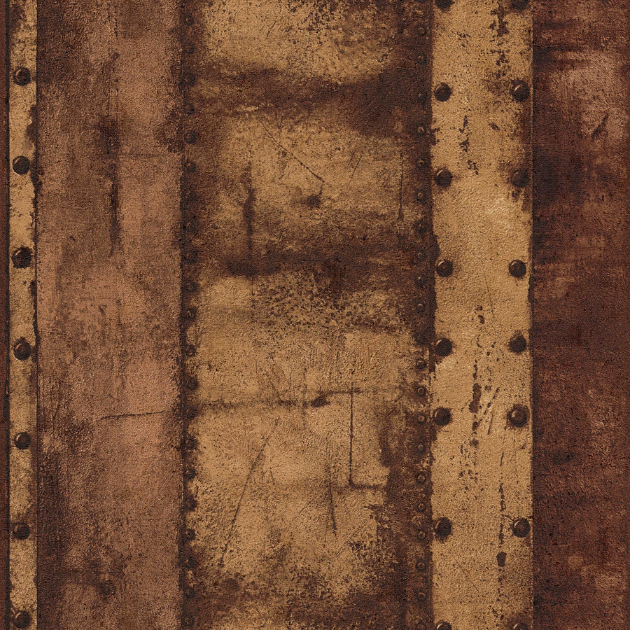 Tapetes ar metāla imitāciju un kniedēm brūnā krāsā, 377433 AS Creation