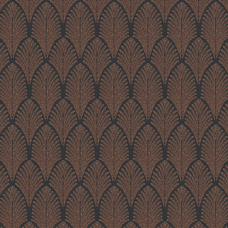 Tapetes ar metālisku dizainu Art Deco stilā, vara, melna, 374842 AS Creation