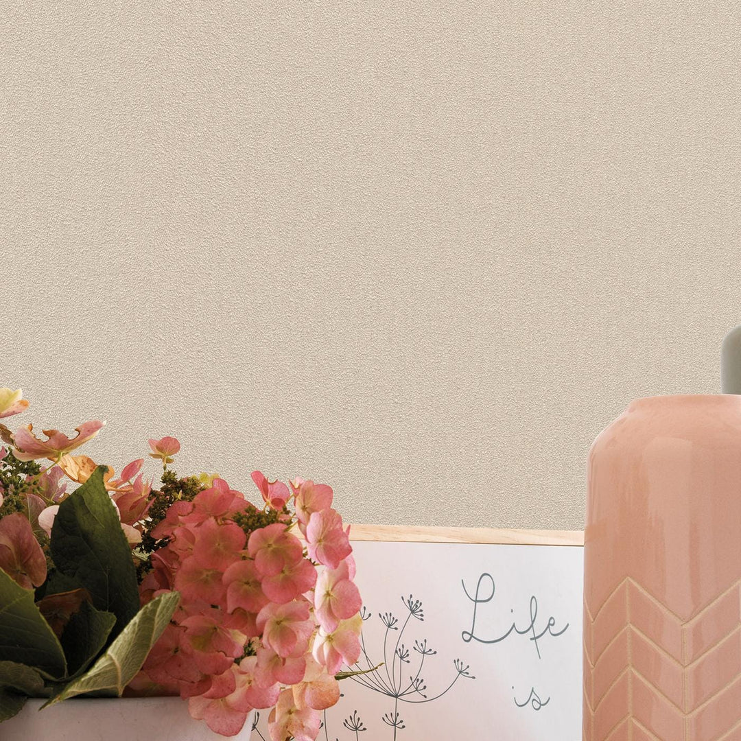 1.06x10m, Plain wallpapers with matt texture, cream - 1414043
