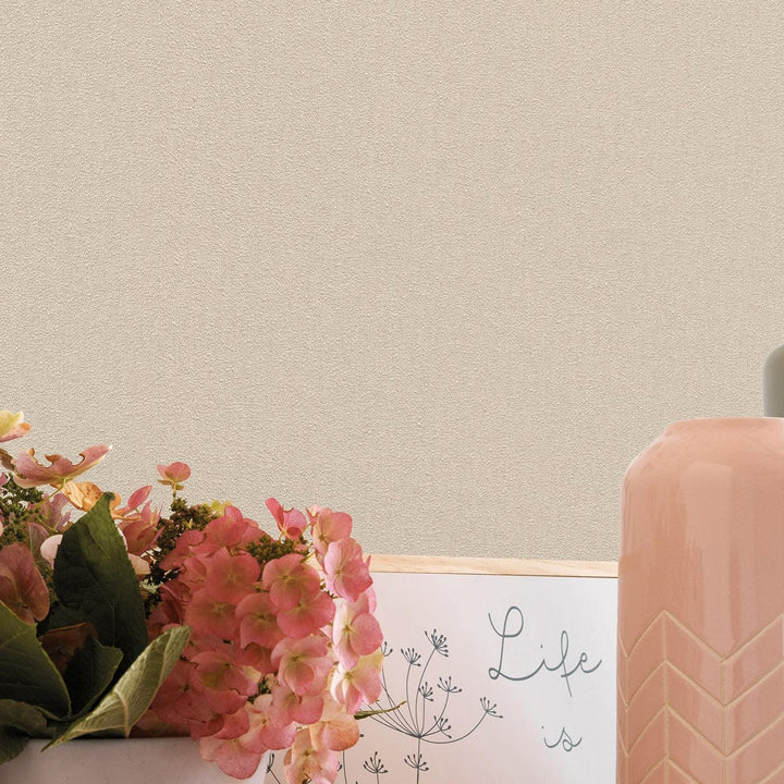 1.06x10m, Plain wallpapers with matt texture, cream - 1414043