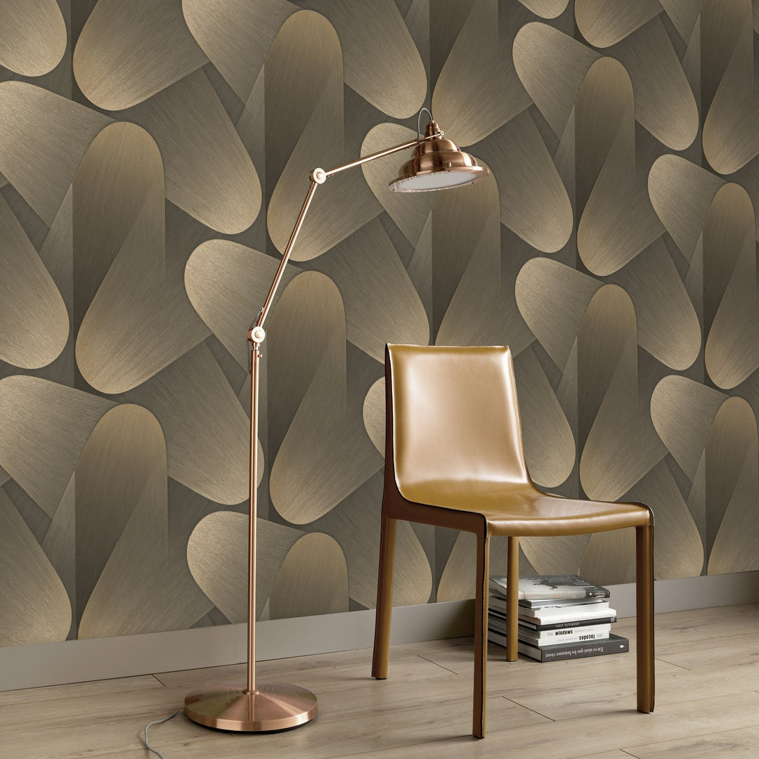 Lenkti 3D tapetai aukso/rudos spalvos - 3763613