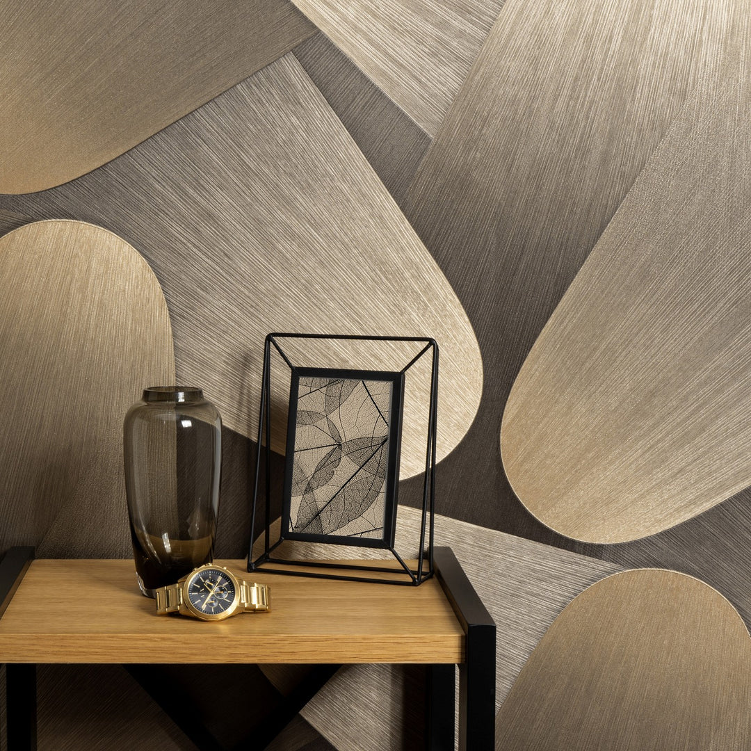 Lenkti 3D tapetai aukso/rudos spalvos - 3763613