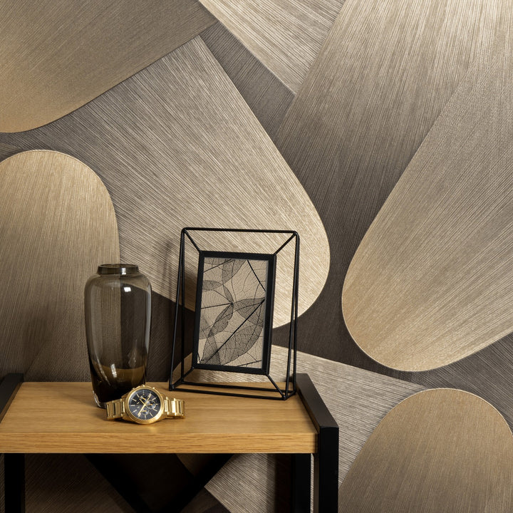 Lenkti 3D tapetai aukso/rudos spalvos - 3763613