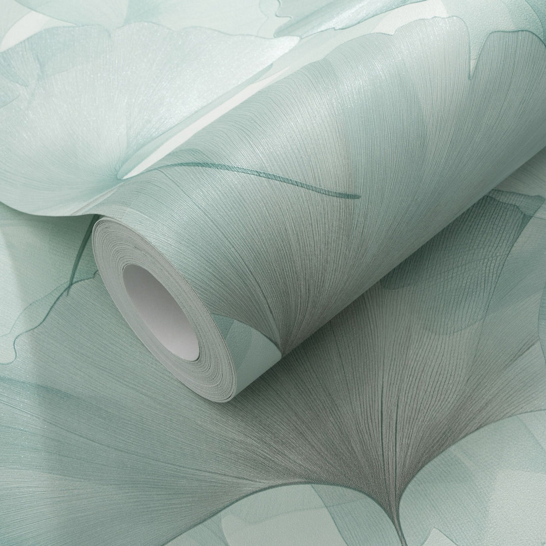 Tapetai su smulkiais ginkmedžio lapais, ERISMANN, mėlyna/turkio spalvos - 3774752